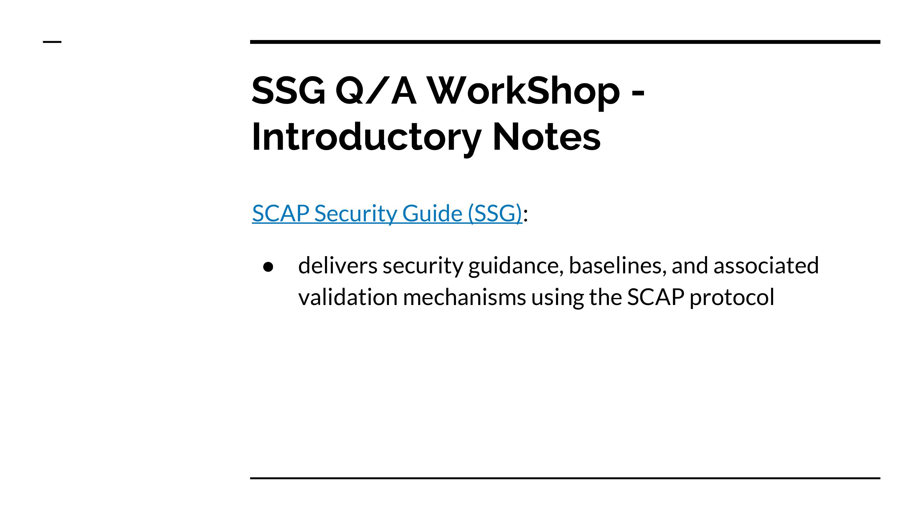 SCAP Security Guide Workshop