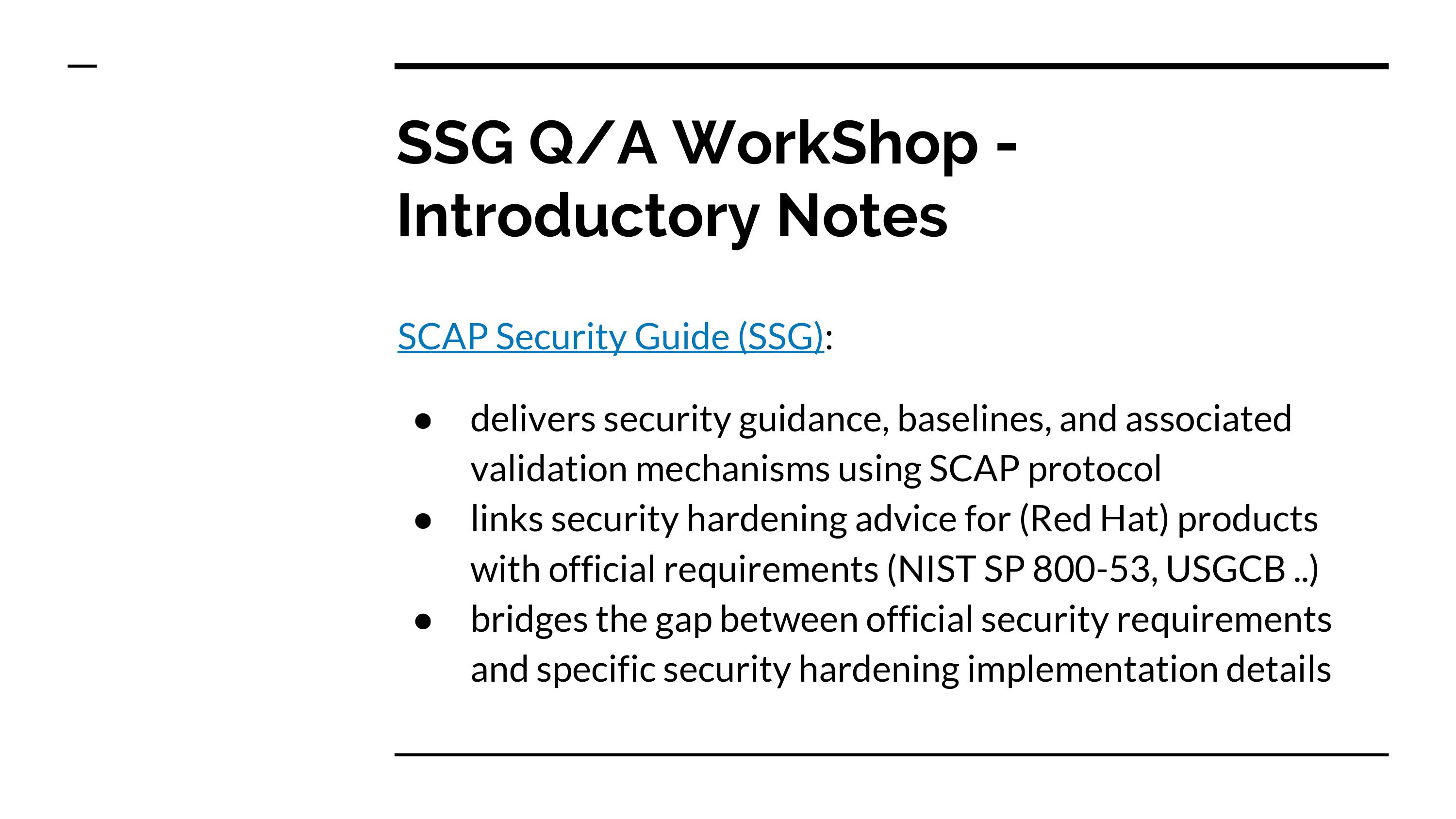 SCAP Security Guide Workshop