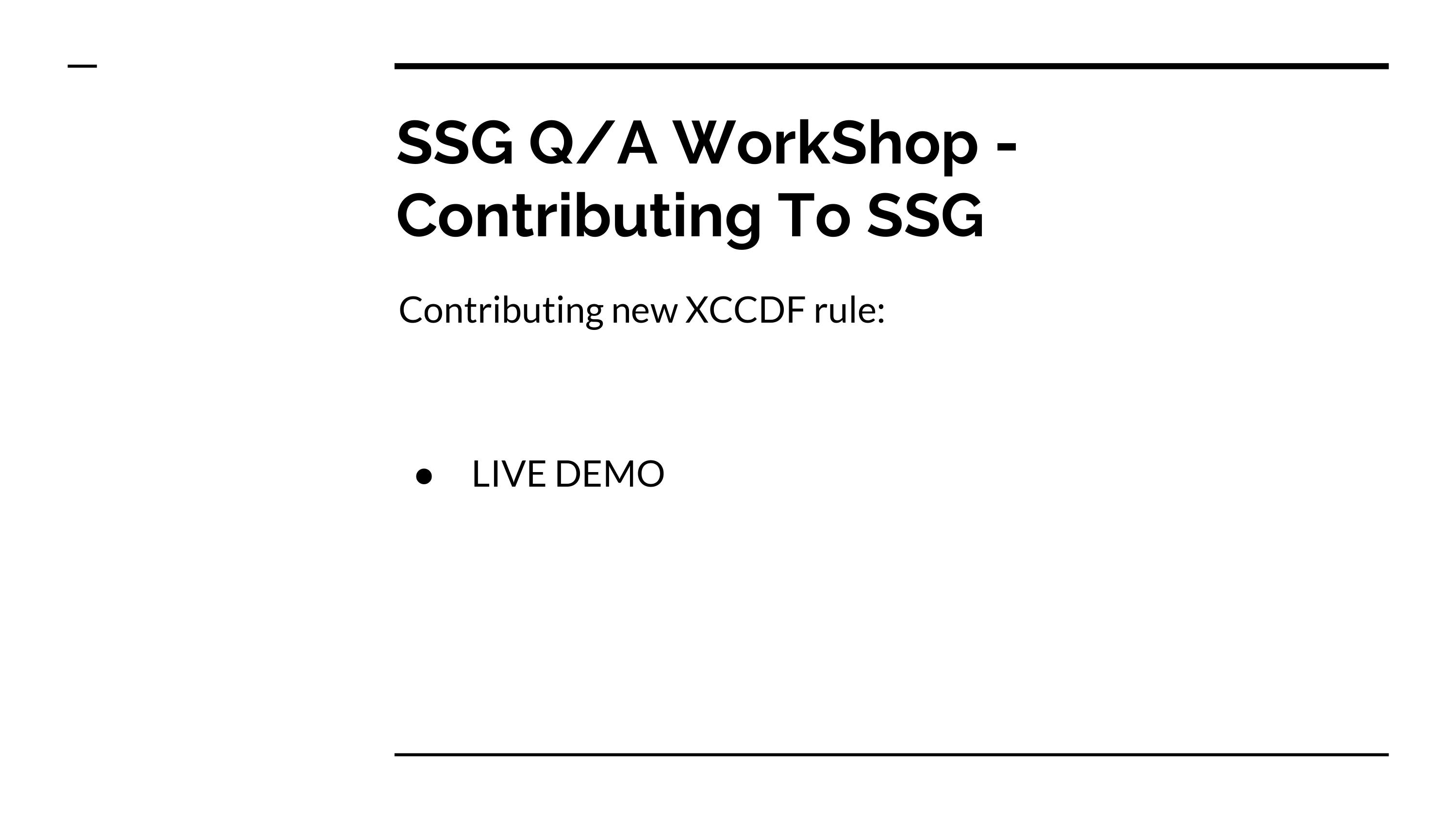 SCAP Security Guide Workshop
