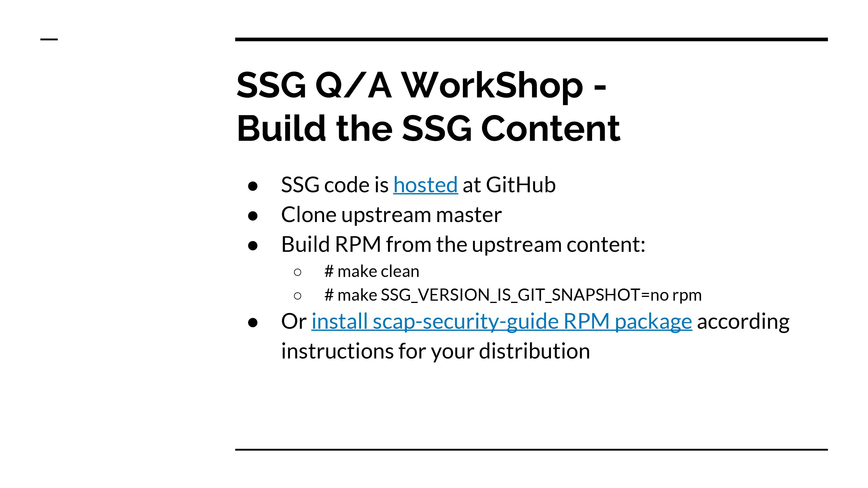 SCAP Security Guide Workshop